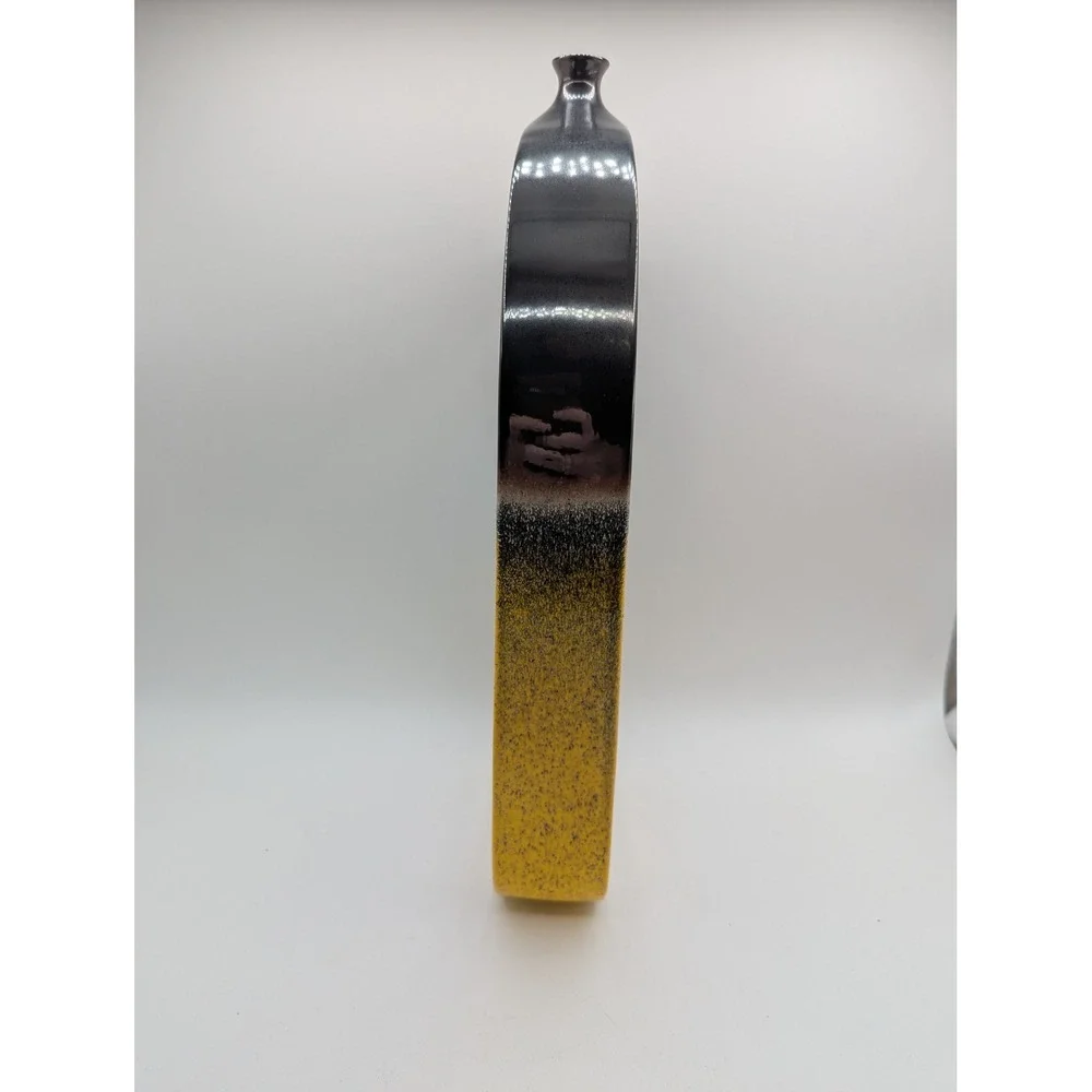 Global Views Portugal Ceramic Donut Vase Black Yellow Ombre Abstract Modern 12in